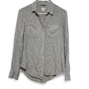 A. new. Day Gray Button-Up Shirt with Black Dots